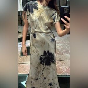 Zara Satin Dress with Black and Cream Hues